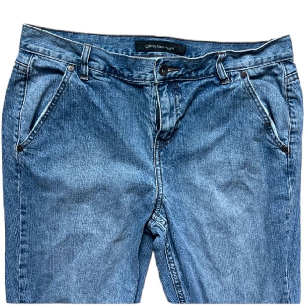 Womens Vintage Calvin Klein Y2K Classic Stonewash Denim Jean Jeans Capris Sz 10 - Picture 3 of 3